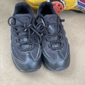 Kids all black Air Force sneakers. Fair condition